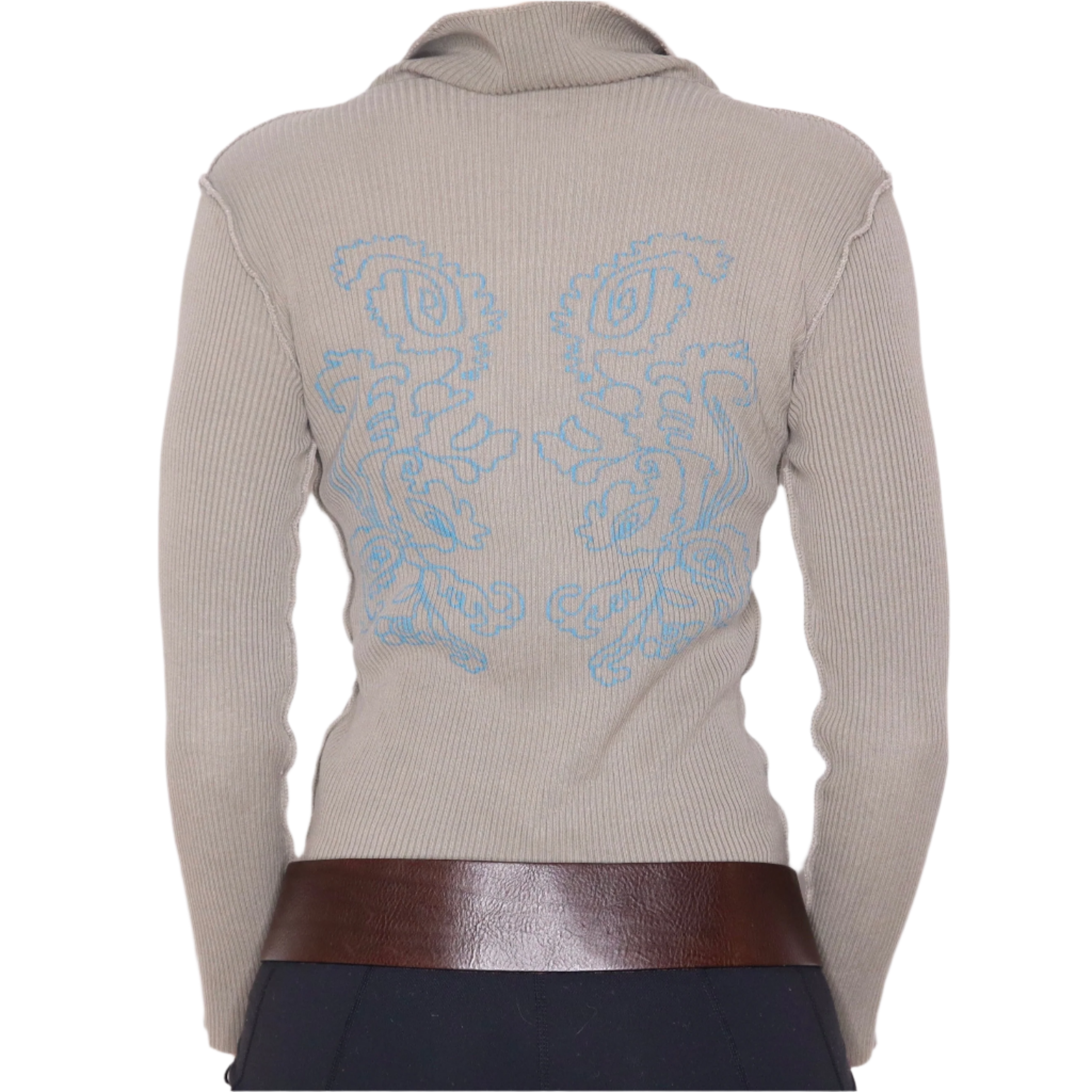 Y2K Italian Khaki Button Up Sweater (M)