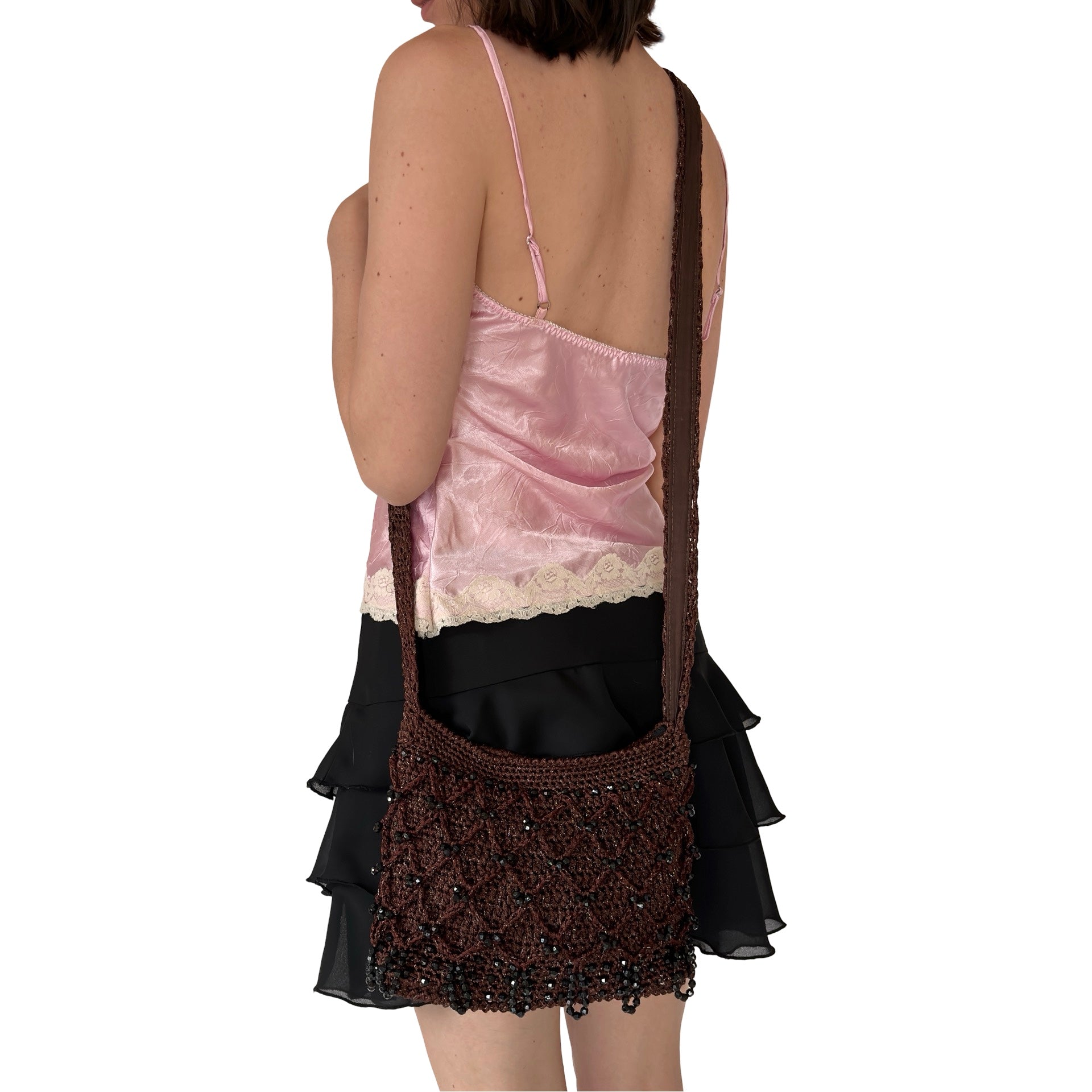Beaded Crochet Crossbody Purse