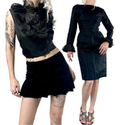 1950s 2-Piece Dress w/ Ruffle Vest (XS)