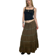 Vintage Tiered Prairie Maxi Skirt (S/M-L)