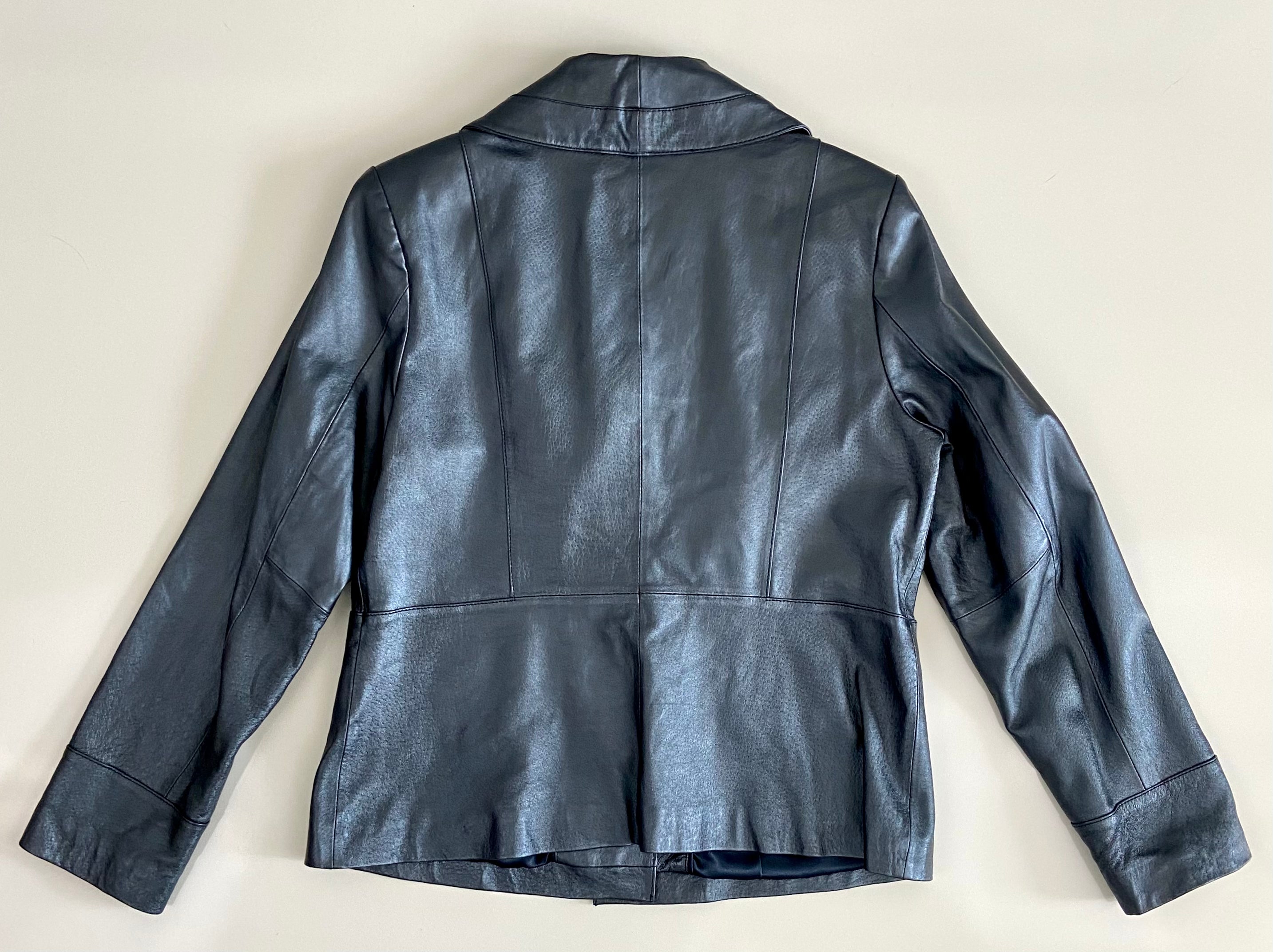 Vintage metallic blue leather jacket