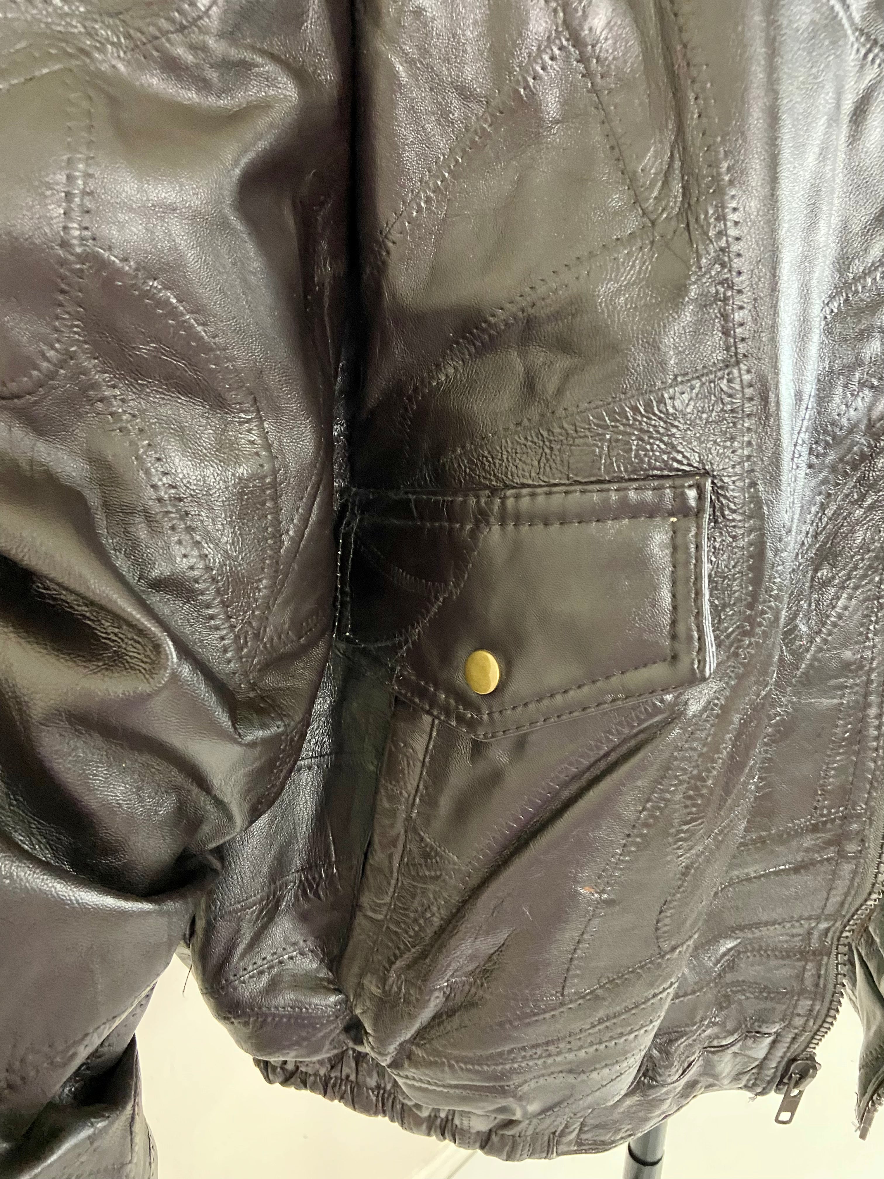 Vintage Patchwork brown Leather Jacket