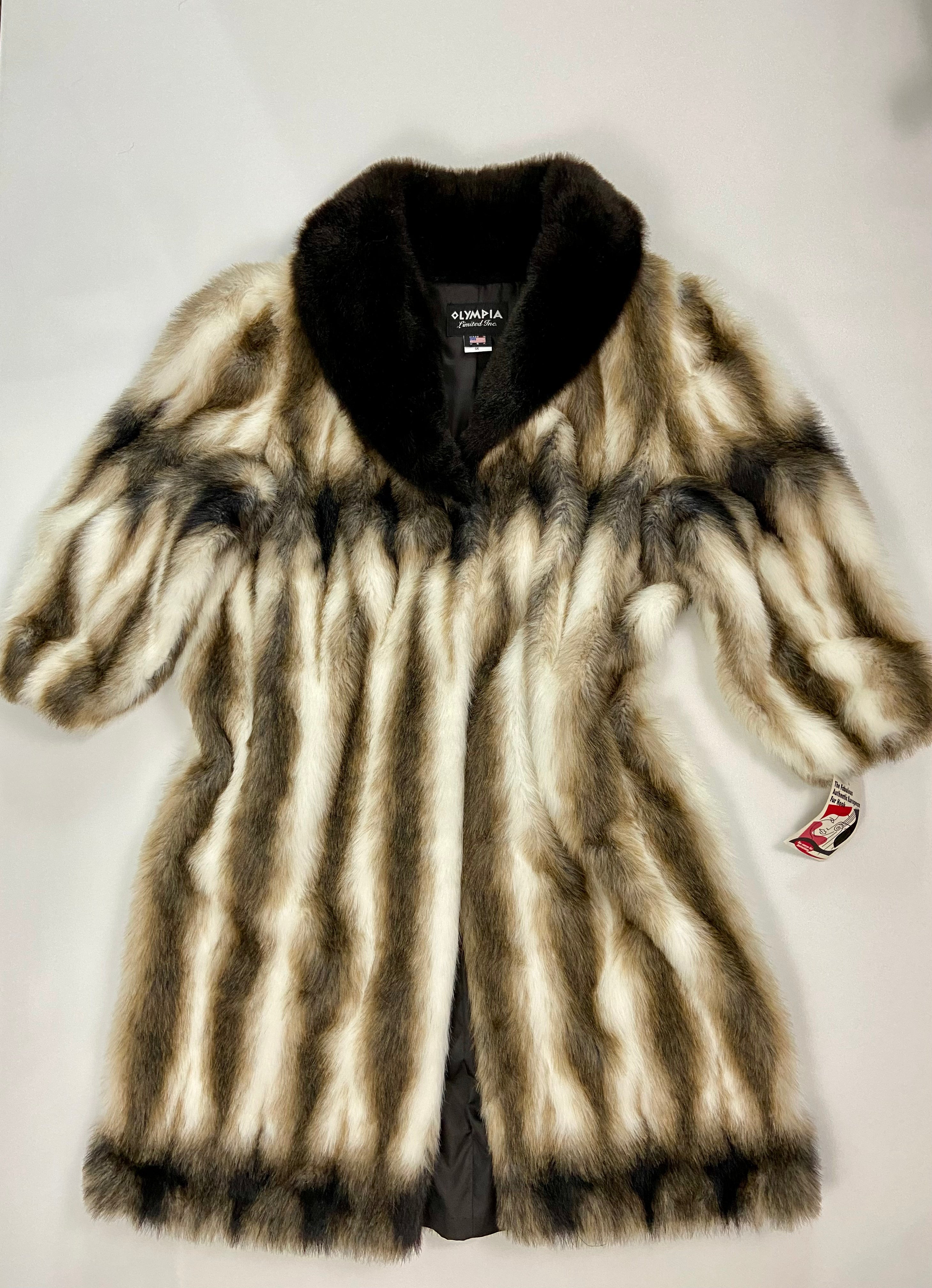 INC black and brown hotsell faux fur coat