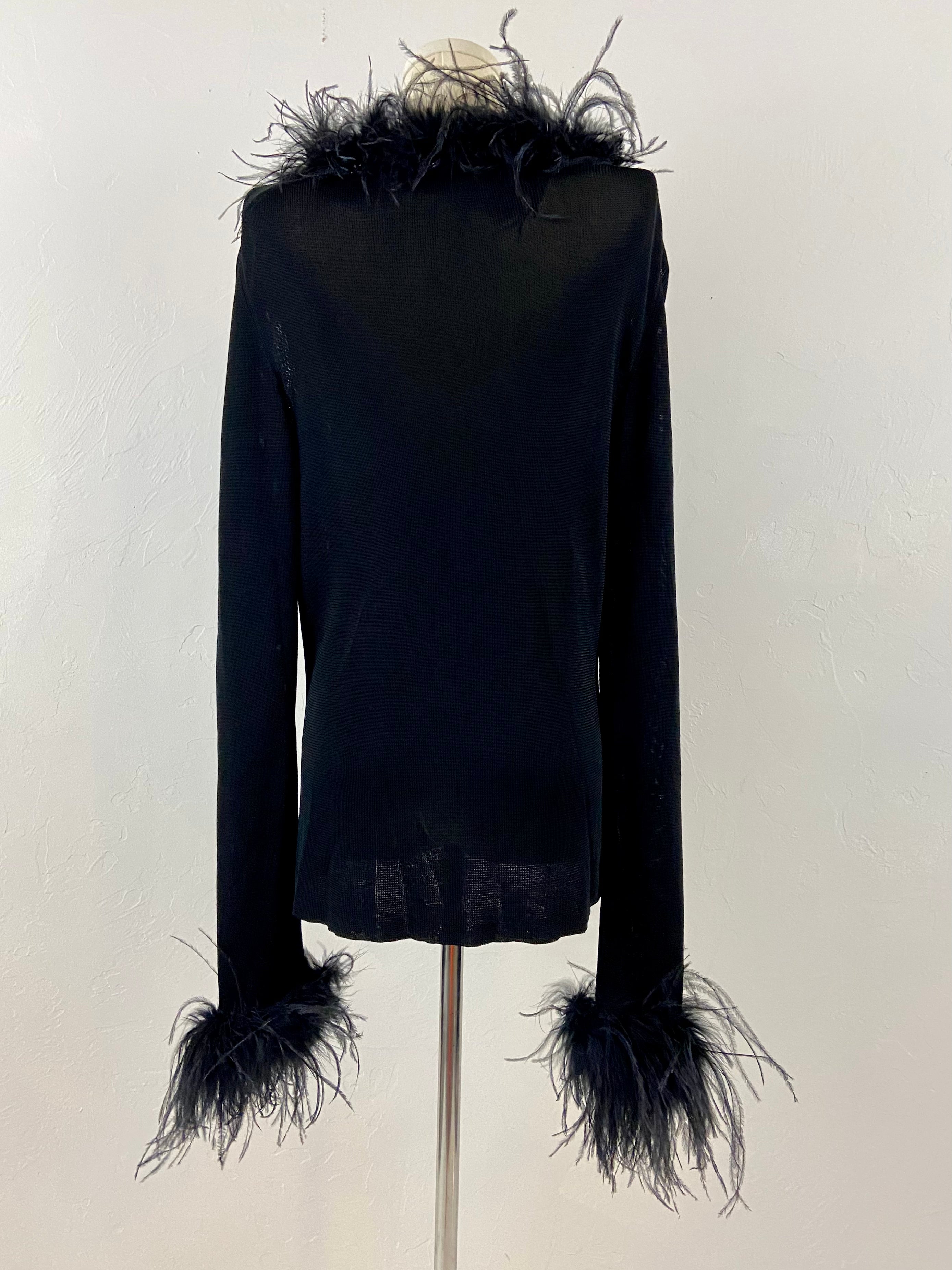Valerie Stevens Black Ostrich Chenille Sweater