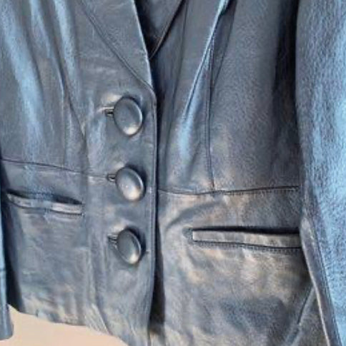 Vintage metallic blue leather jacket