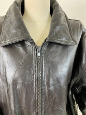 Over size black leather jacket