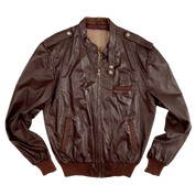 1980's brown Leather Jacket (XL)