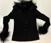 Valerie Stevens Black Ostrich Chenille Sweater