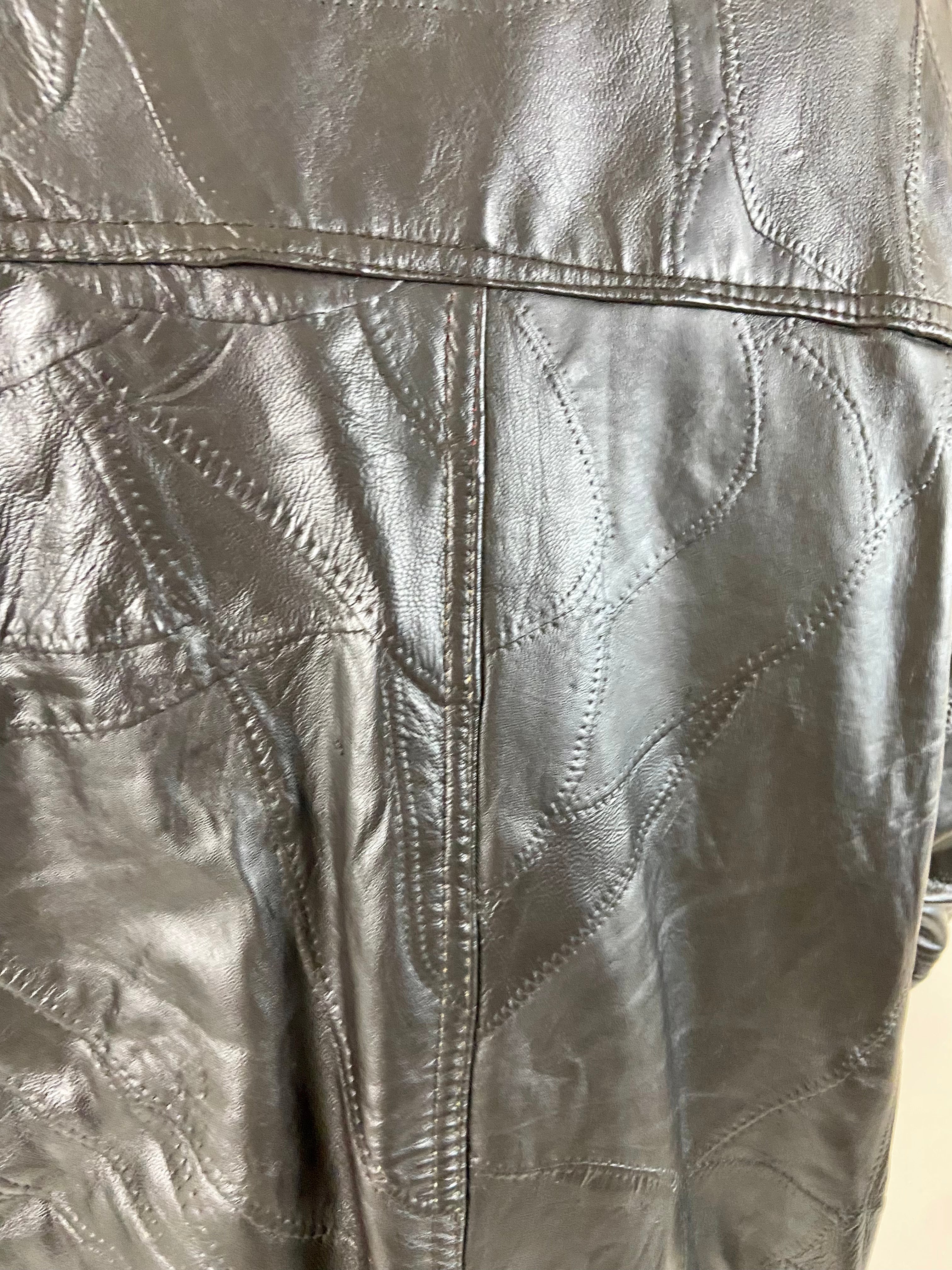 Over size black leather jacket