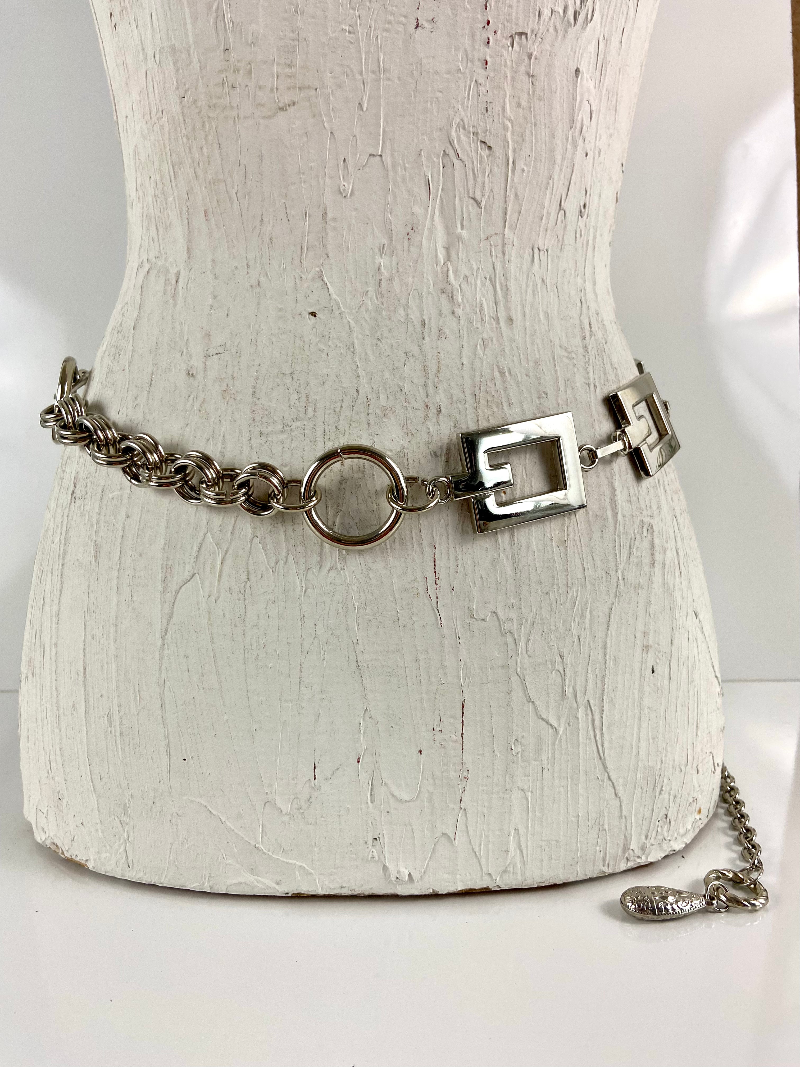 Silver chain waist belt