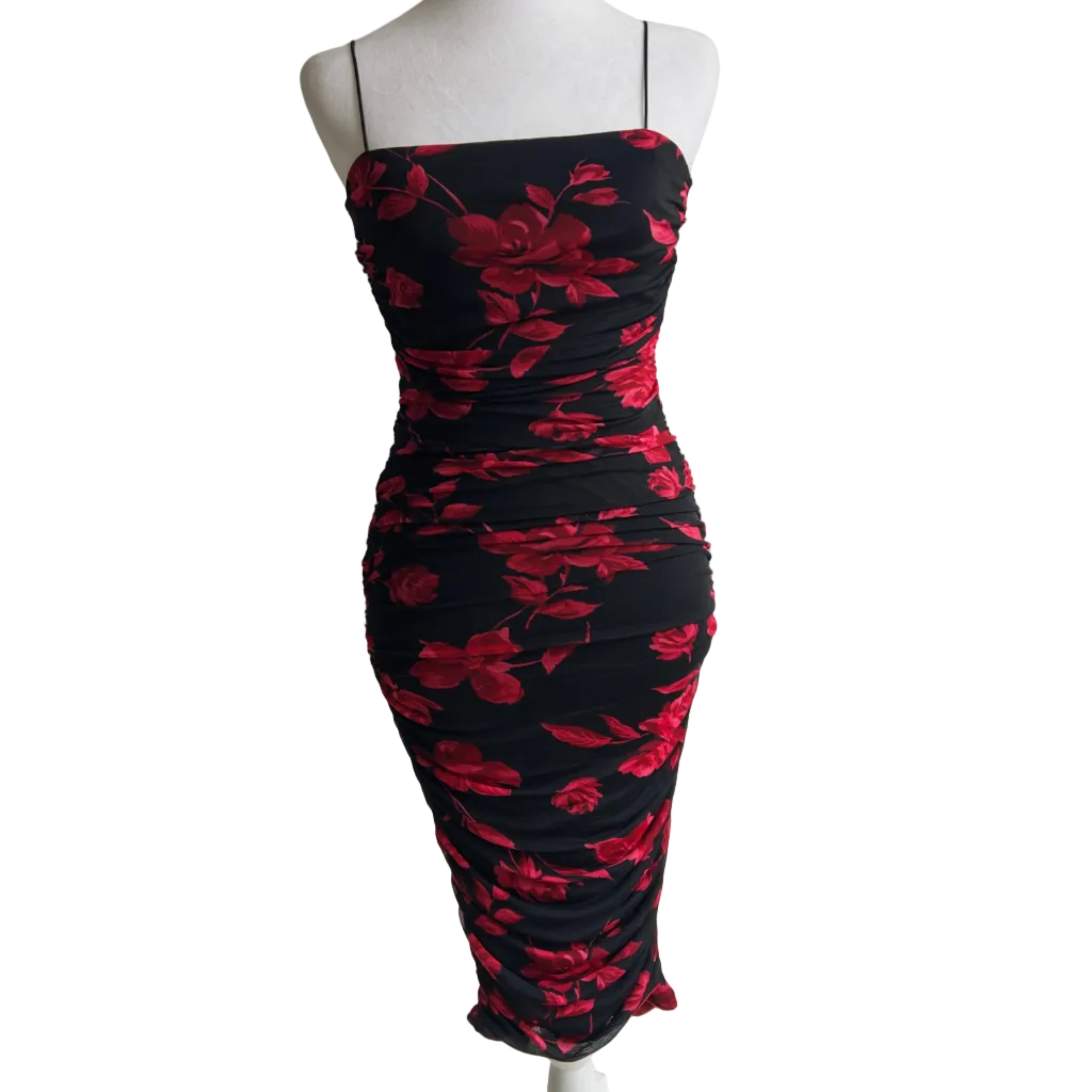Vintage Dresses 90s Bodycon Dress Vintage 1990s Floral Ruched Bodycon Dress  (XS/S)  Holy Thrift