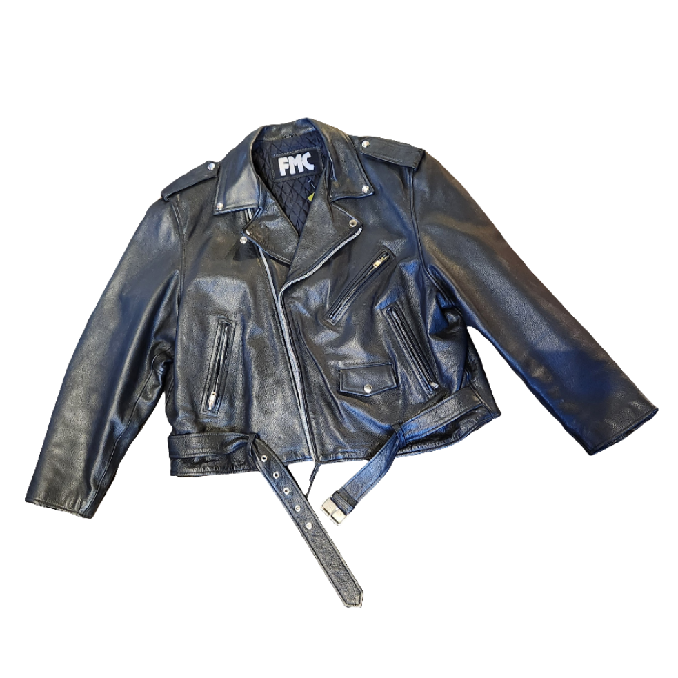 Asymmetrical Zip Leather Jacket (M-L)