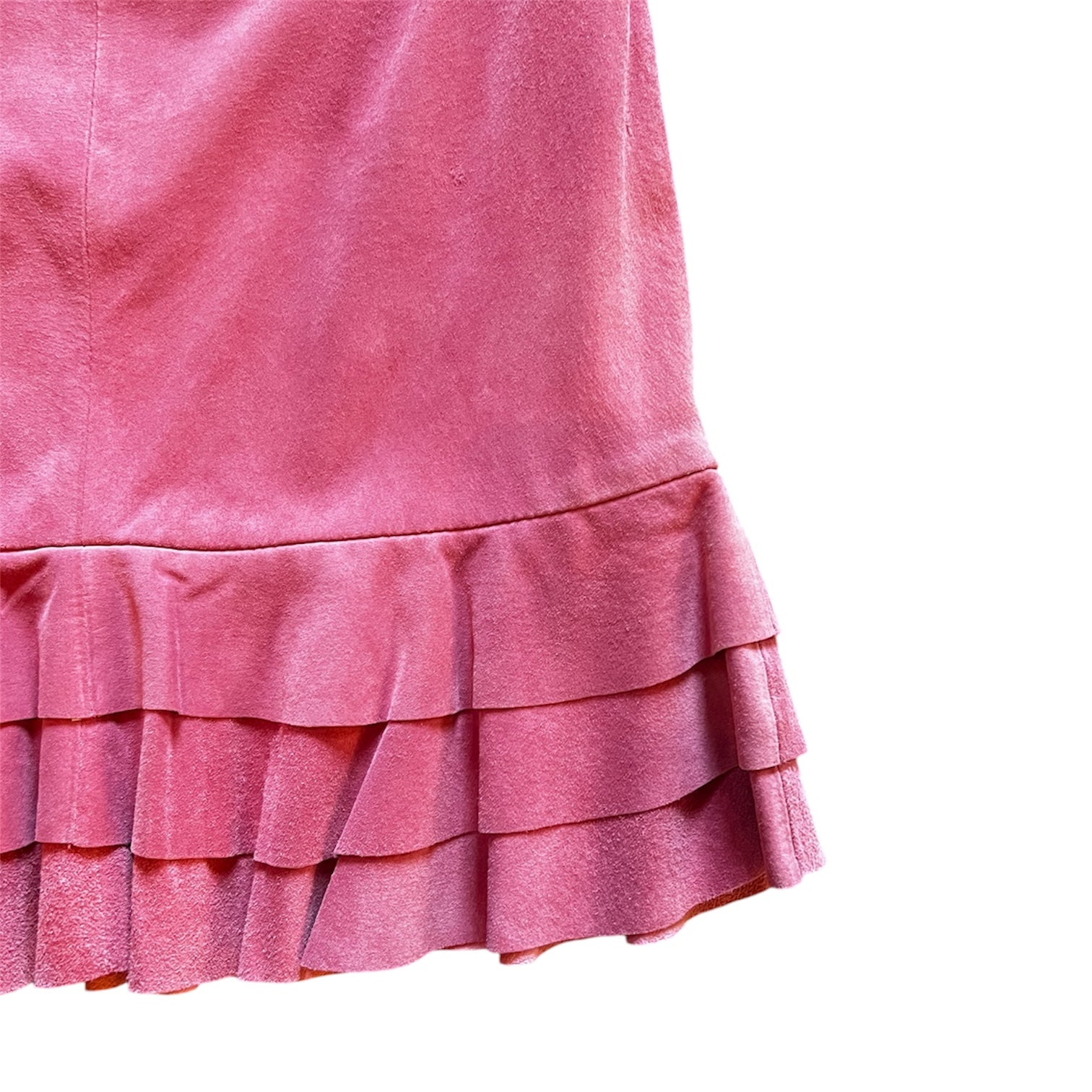Pink Suede Pleated Hem Skirt (M)