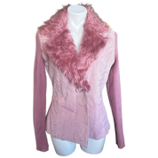 Pink Suede Faux Fur Jacket (L)