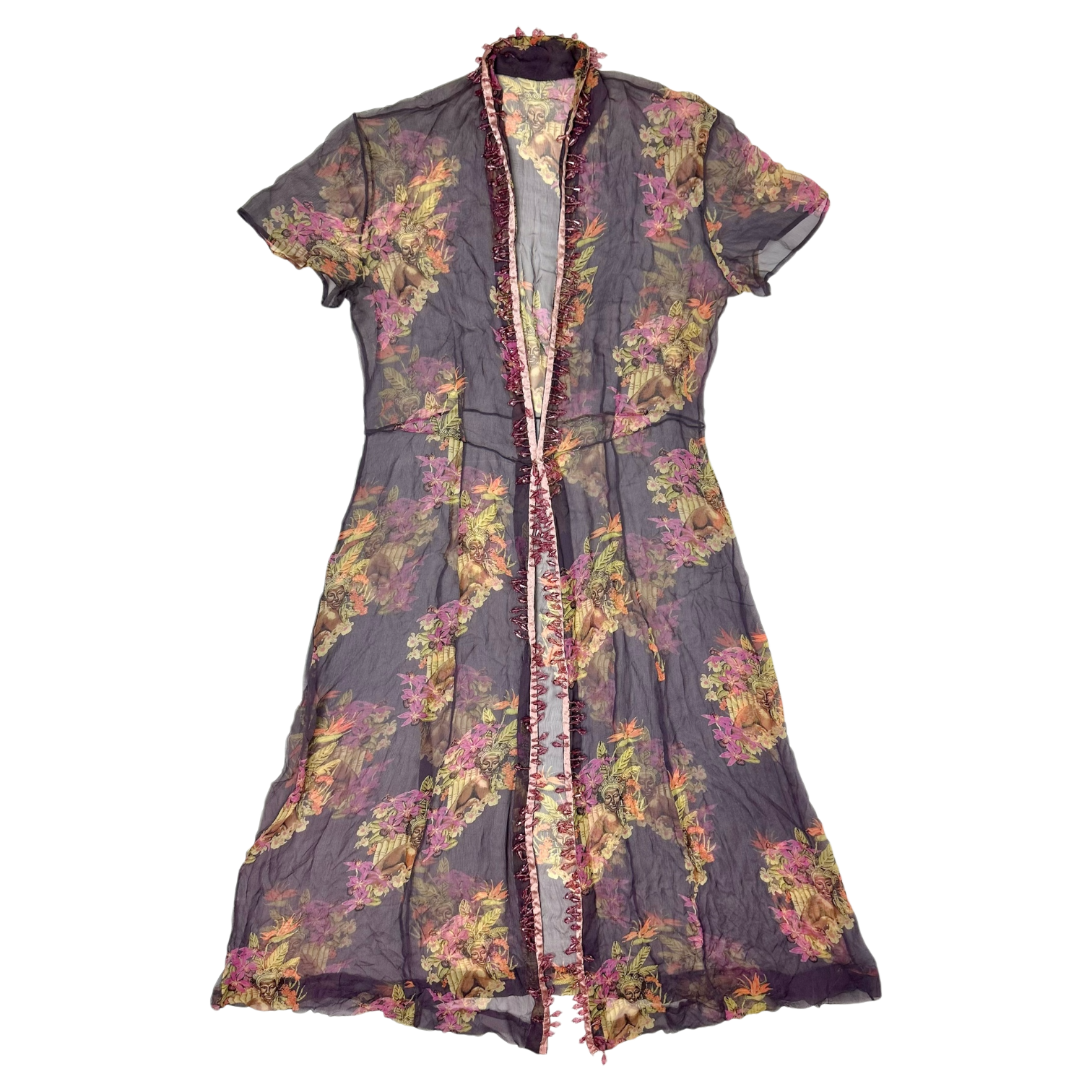 Vintage Handmade Silk Maxi Dress (L)