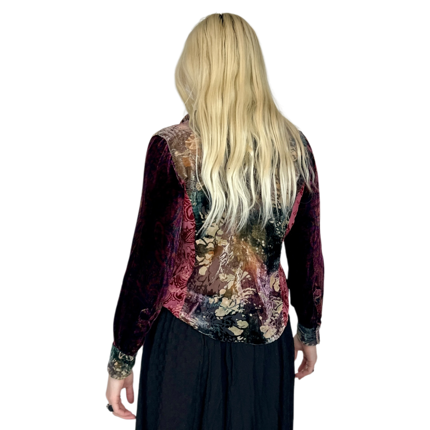 Whimsigoth Velvet Burnout Blouse (S)