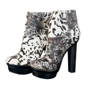 Fur-On Leather Spotted Platforms (9.5)