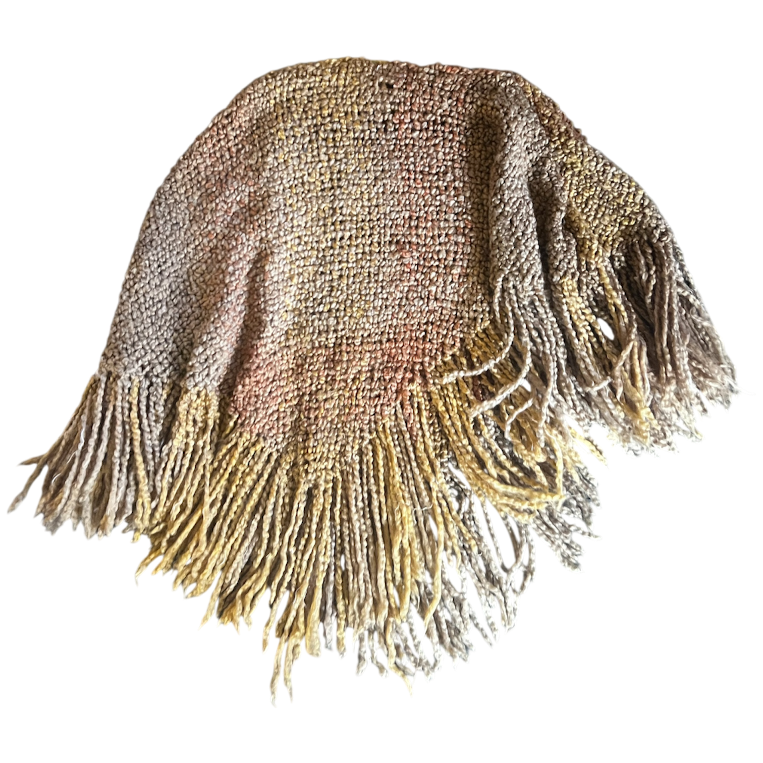 Chunky Knit Autumnal Fringe Poncho (OS)