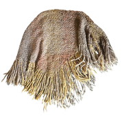 Chunky Knit Autumnal Fringe Poncho (OS)