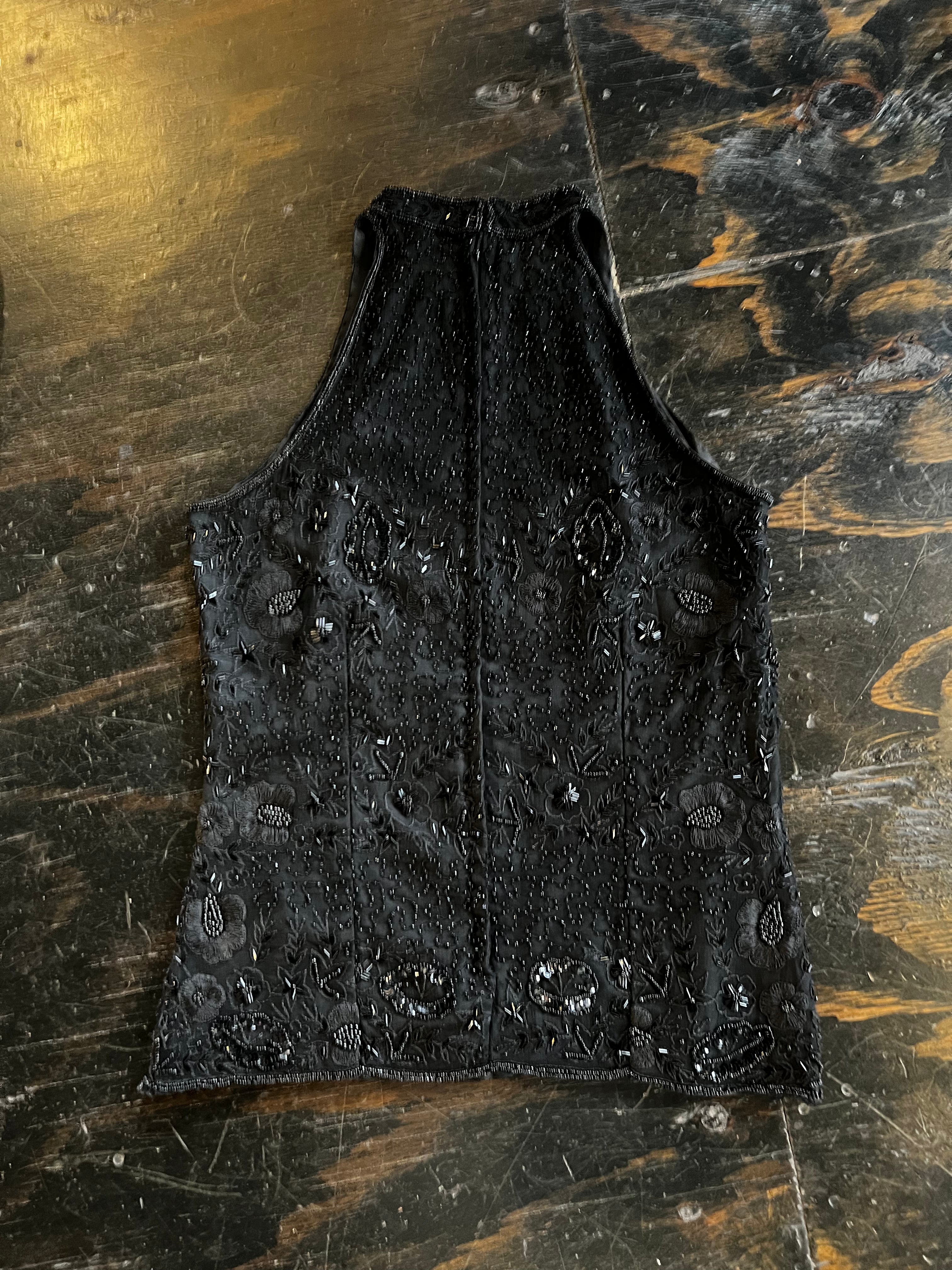 Black Bedazzled Sleeveless Mock Neck (M)