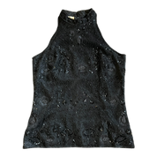 Black Bedazzled Sleeveless Mock Neck (M)
