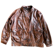 Two-Tone Brown Leather Jacket (L)