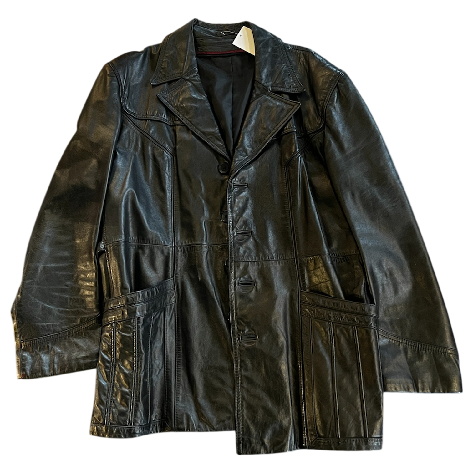 Black Leather Oversized Jacket (XL) – Holy Thrift
