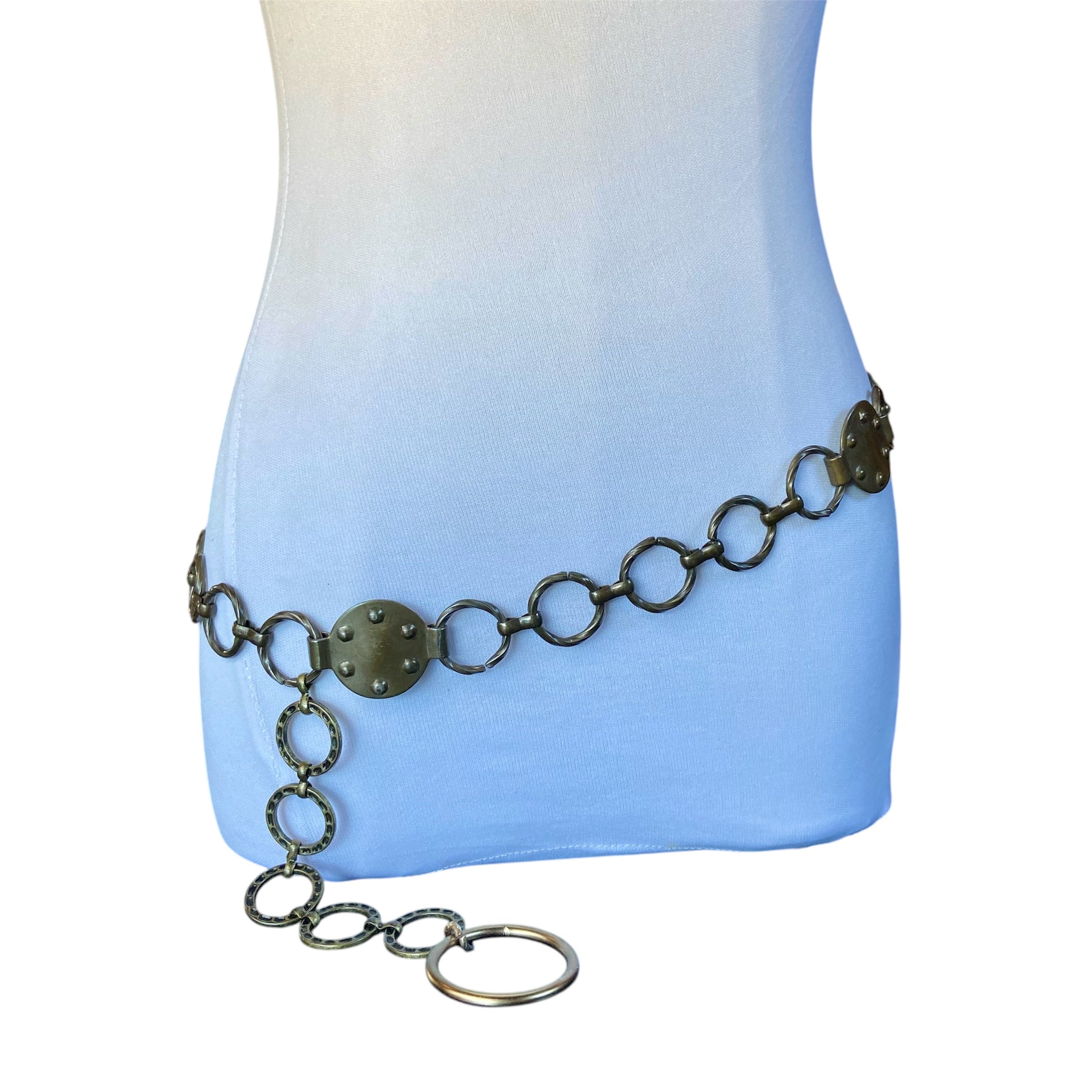 Bronze tone Circles Metal Chain Belt