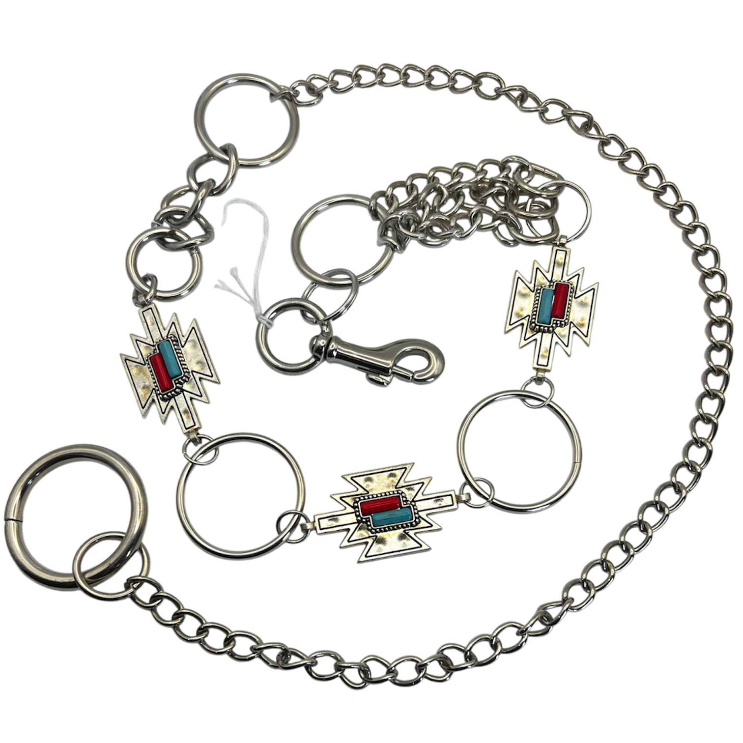 Silver Turquoise Emblem Chain Belt