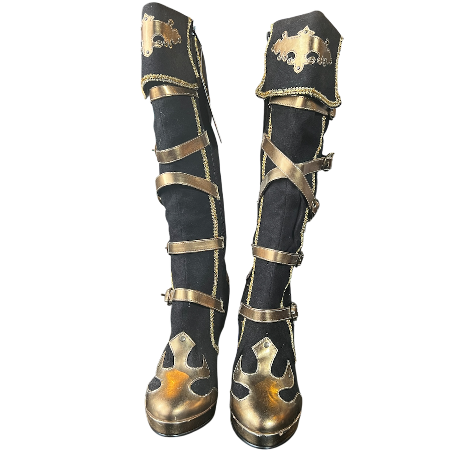 Black Gold Metallic Platform Boots (8)