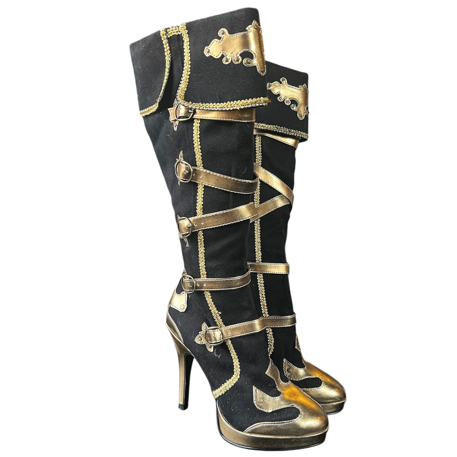 Black Gold Metallic Platform Boots (8)