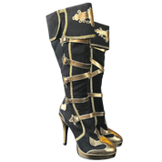 Black Gold Metallic Platform Boots (8)