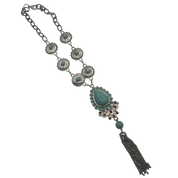 Silver Chain Turquoise Pendant Necklace
