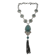 Silver Chain Turquoise Pendant Necklace
