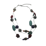 Red Turquoise Beaded Wire Necklace