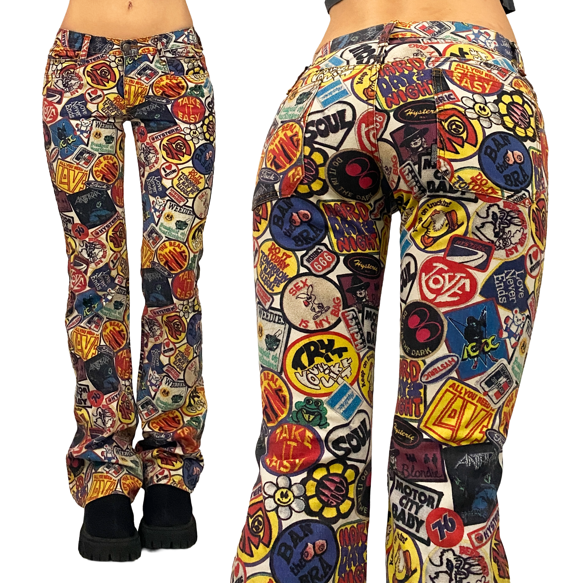 Hysteric Glamour Sticker Bomb Print Low Rise Jeans (XS) – Holy Thrift