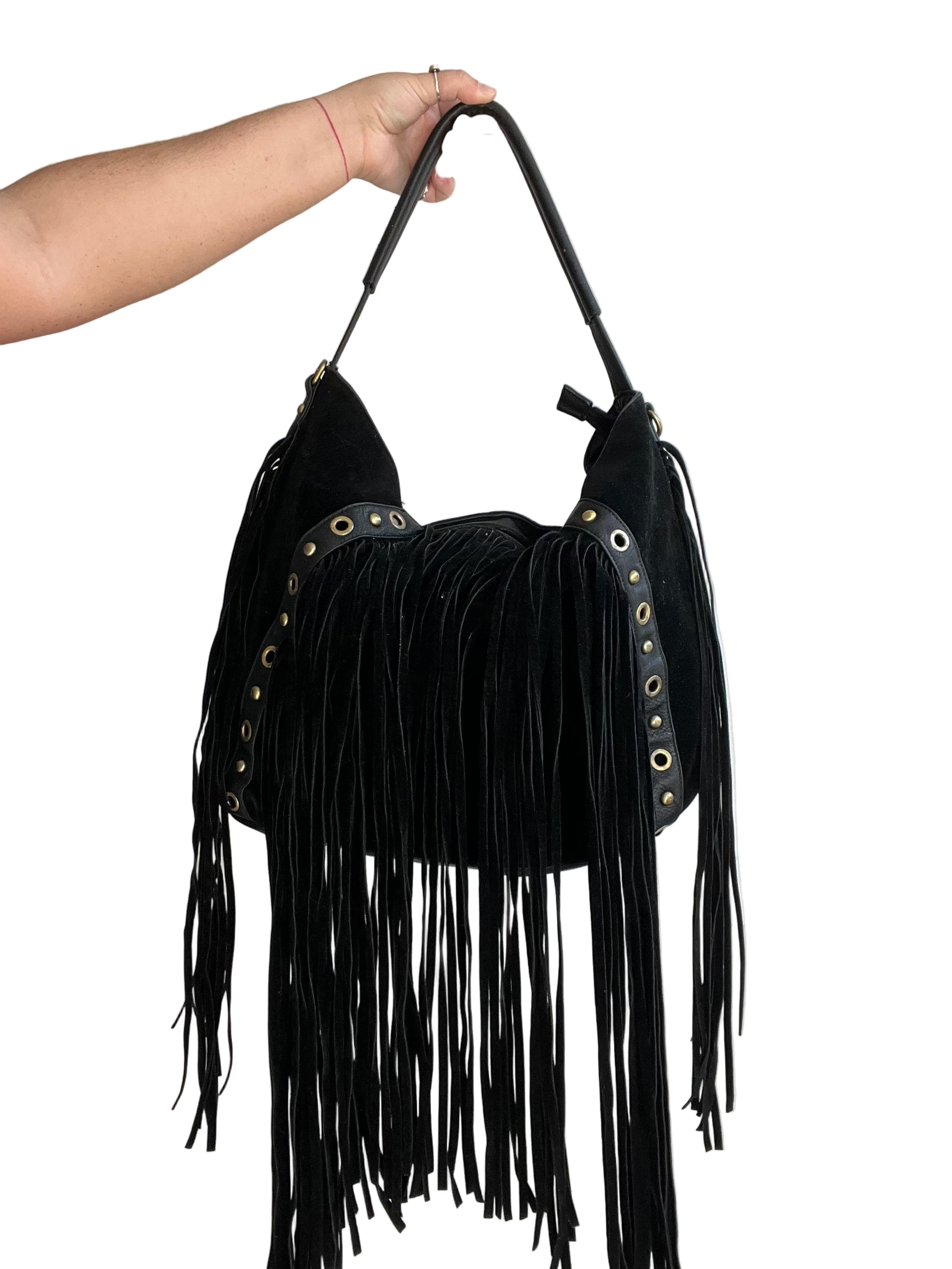 Vintage Y2K Boho Genuine Leather Fringe Shoulder Bag