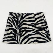 Y2K Zebra Faux Fur Mini Skirt (XS)