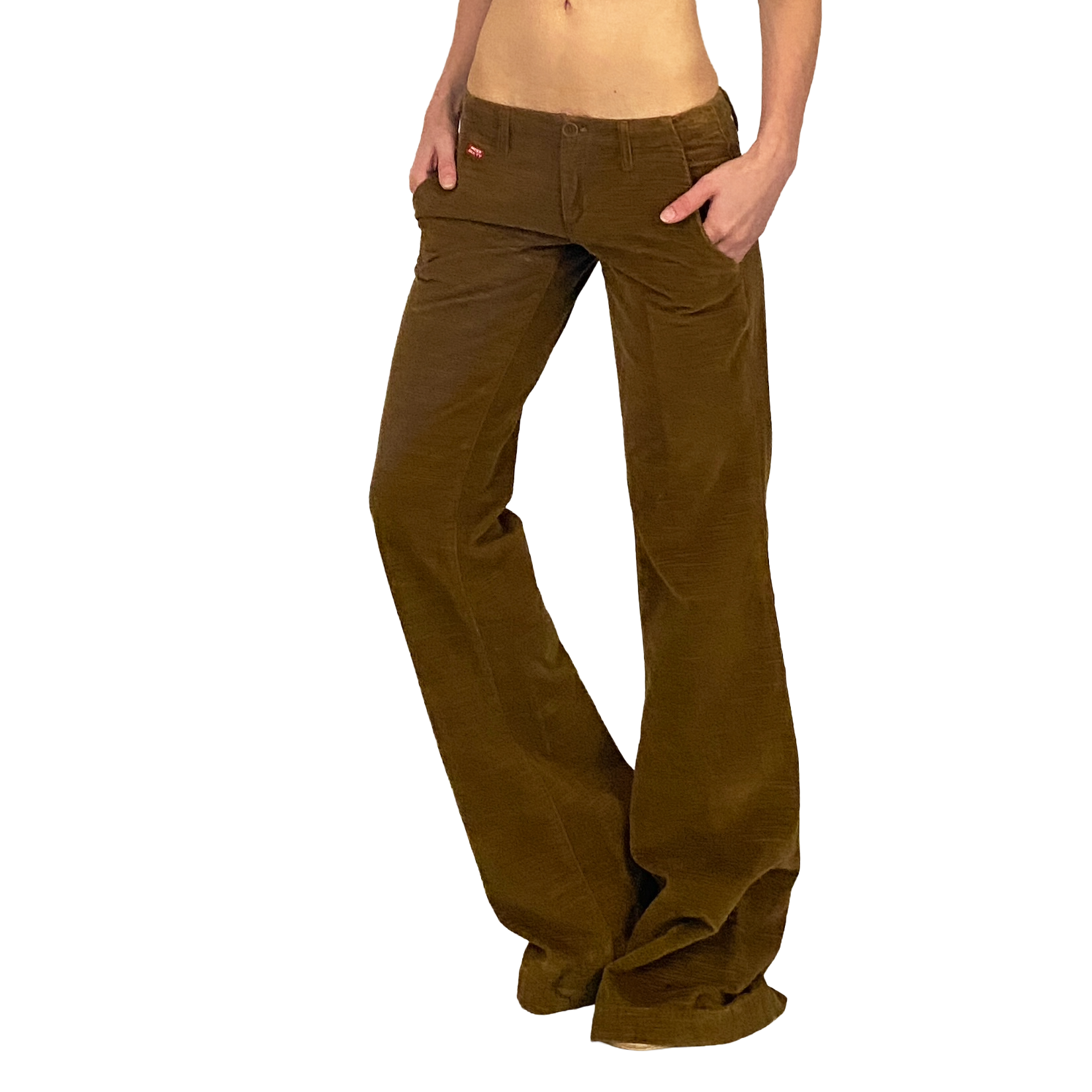 Miss Sixty 2000s Ultra Low Rise Brown Corduroy Flare Pants (XS/S