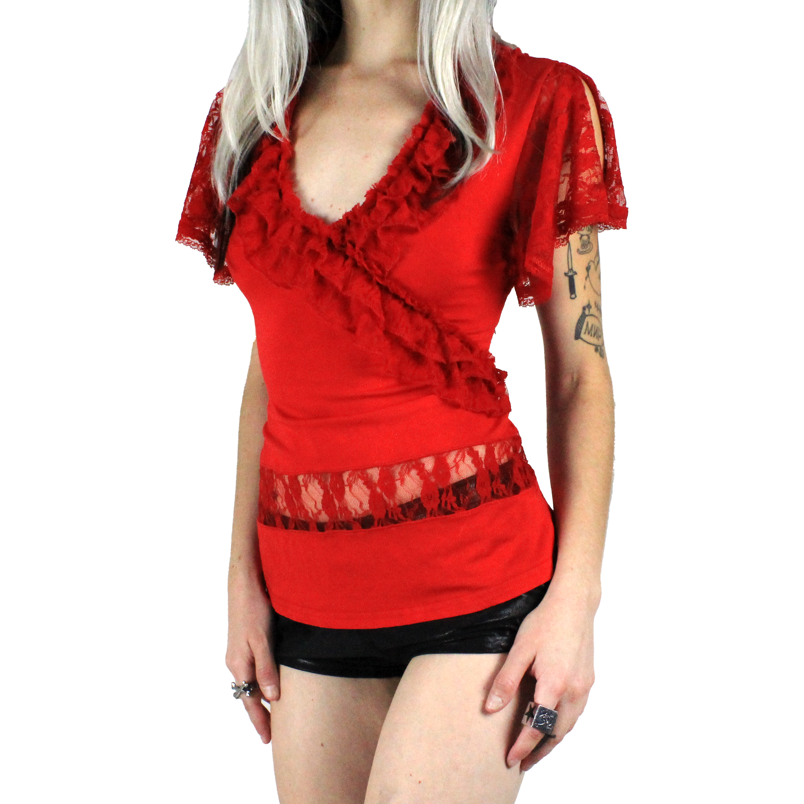 Y2K French Ruffle Top (S/M)