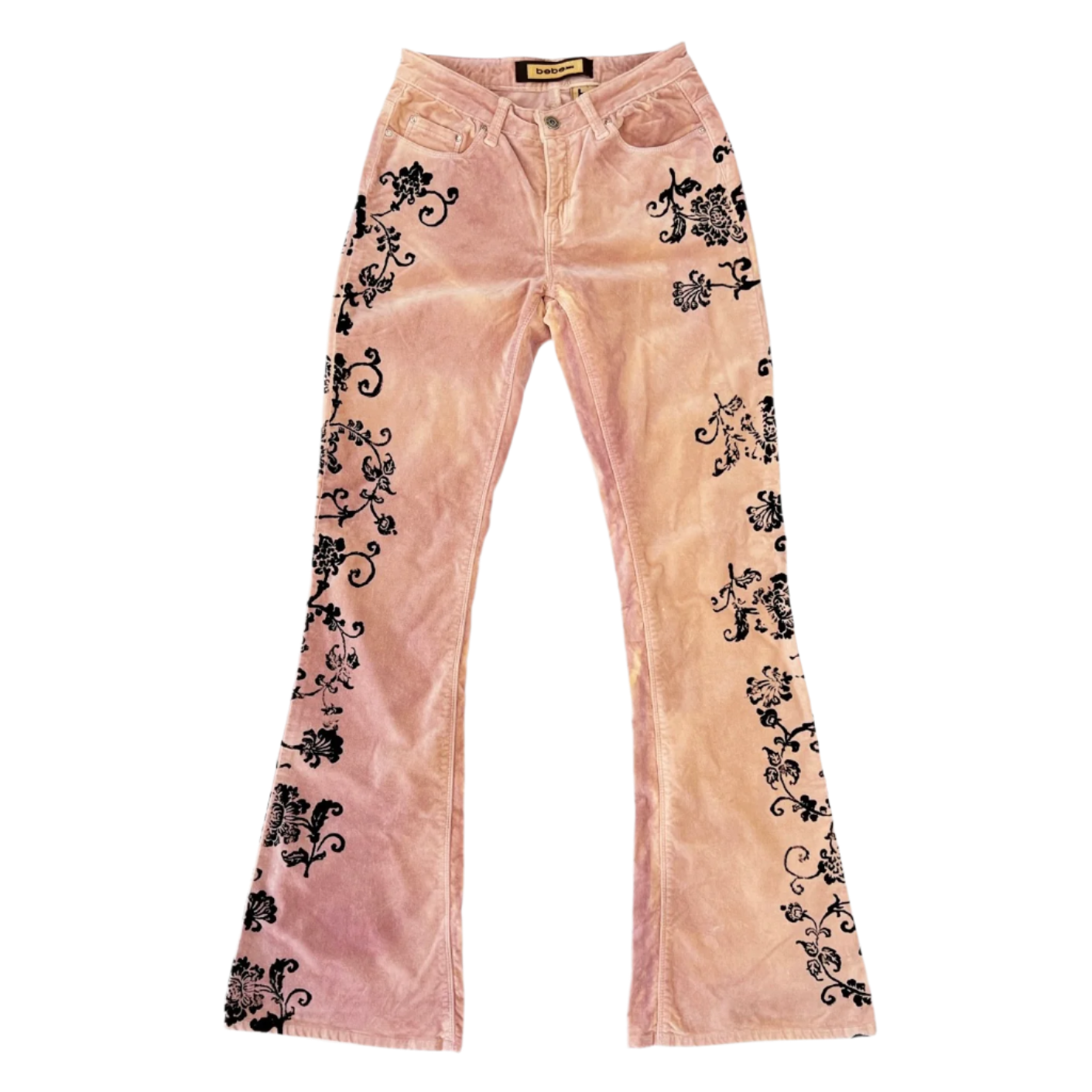 Bebe Velvet Floral Flare Pants (S/M)