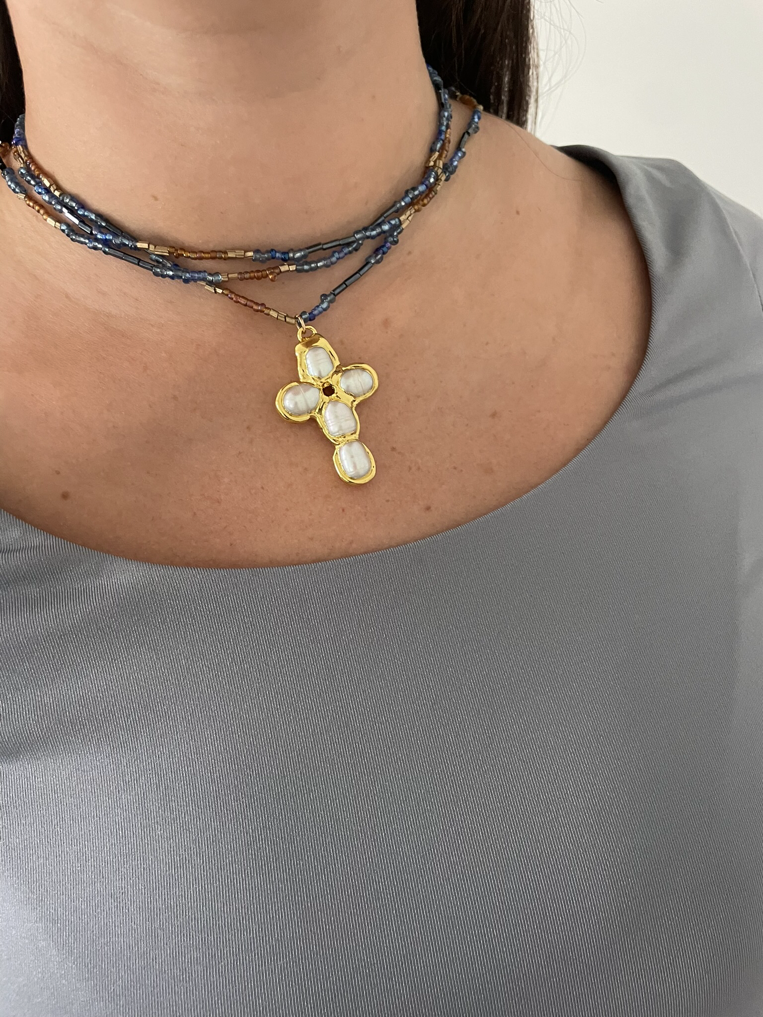 Beaded Cross Necklace