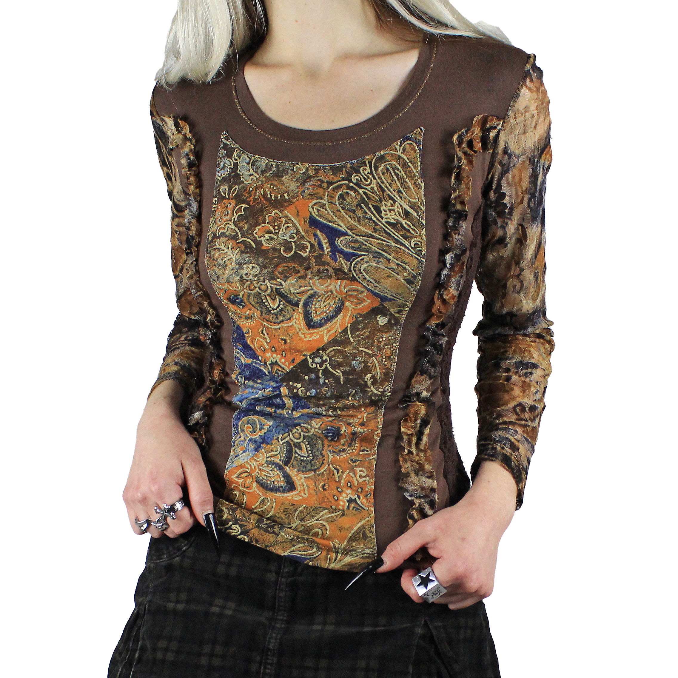 Italian Vintage Lace / Mesh Top (XS/S)