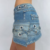 Funky Grommet Denim Mini Skirt - Small