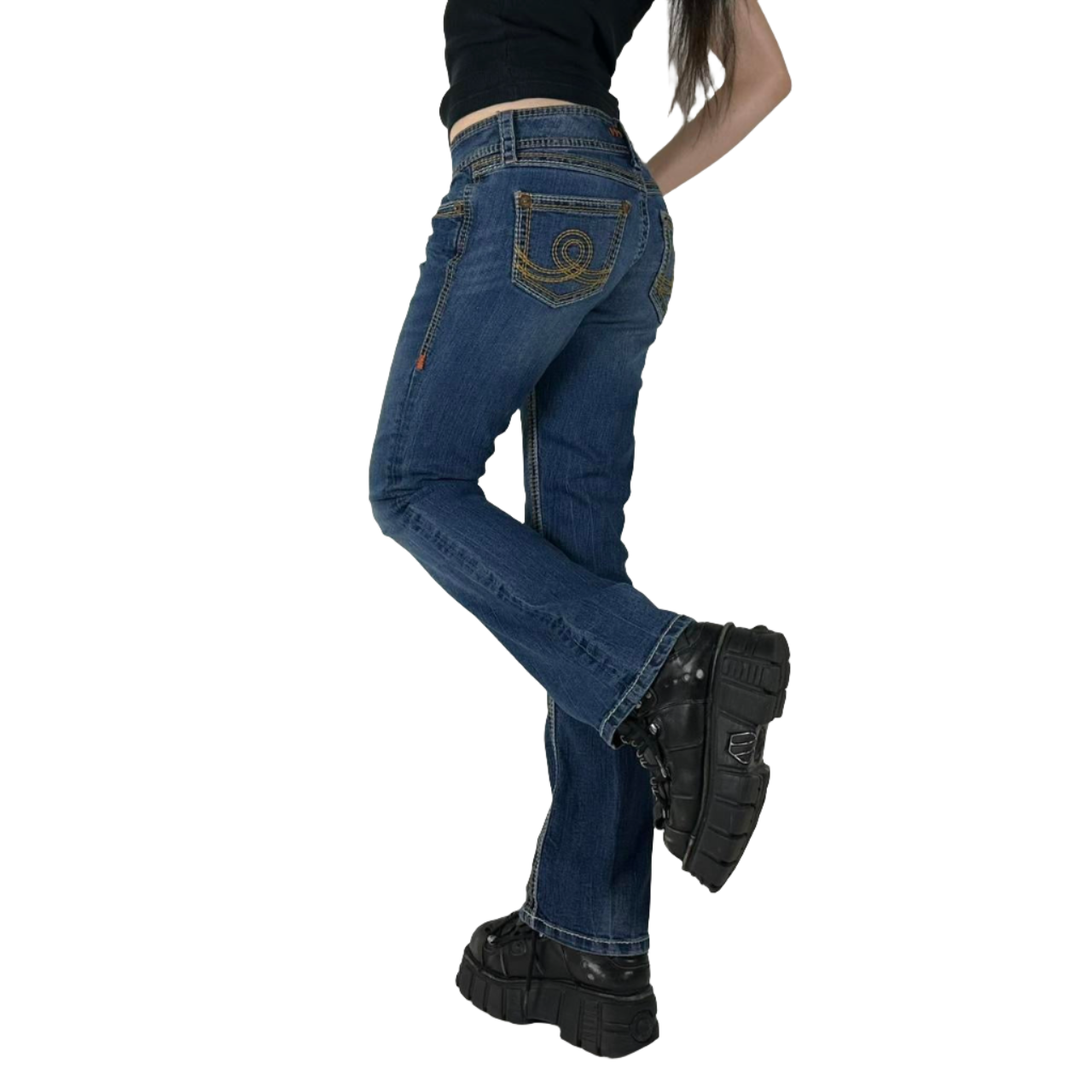 00s Contrast Stitch Bootcut Jeans (S)
