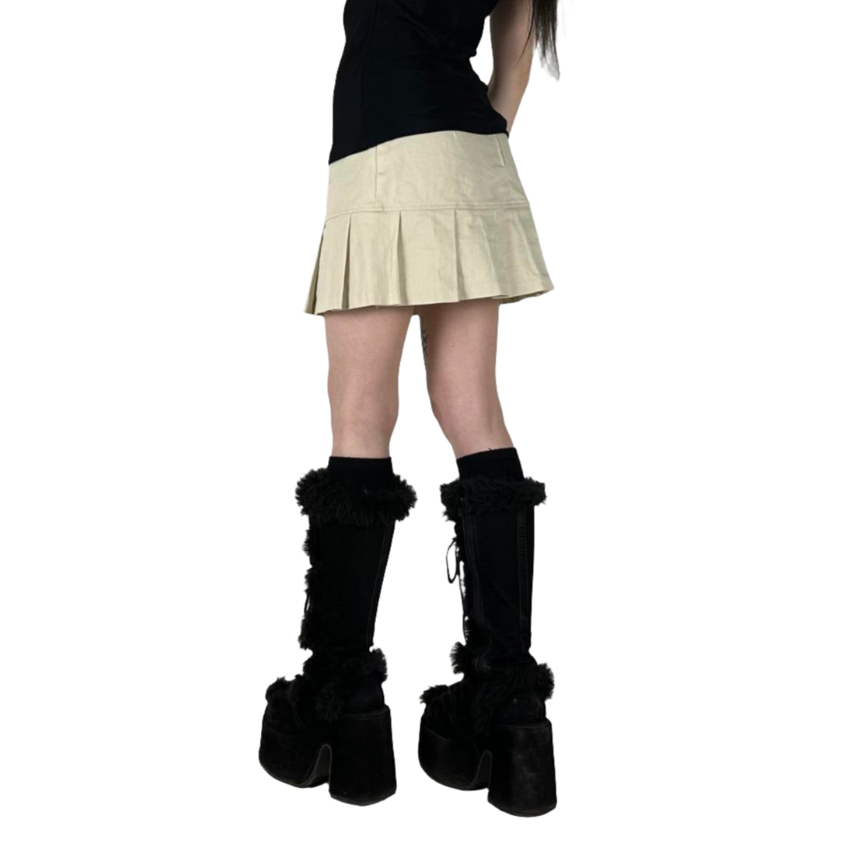 90s Cream Pleated Mini Skirt (S)