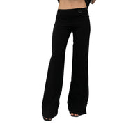Y2K Black Flared Low Rise Trousers (S)