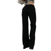 Y2K Black Flared Low Rise Trousers (S)
