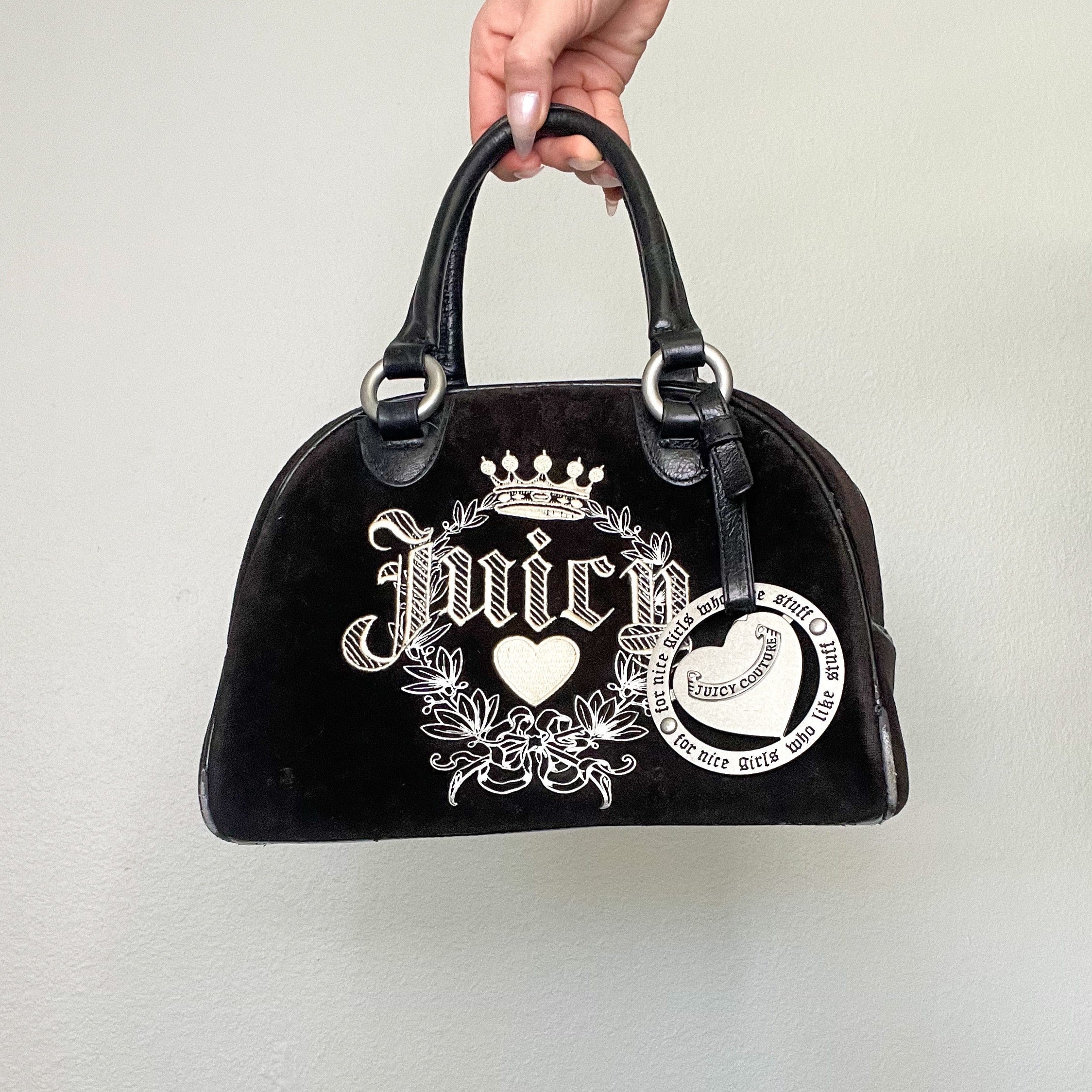 Juicy outlet Couture Black Velour Bowling Bag