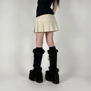 90s Cream Pleated Mini Skirt (S)